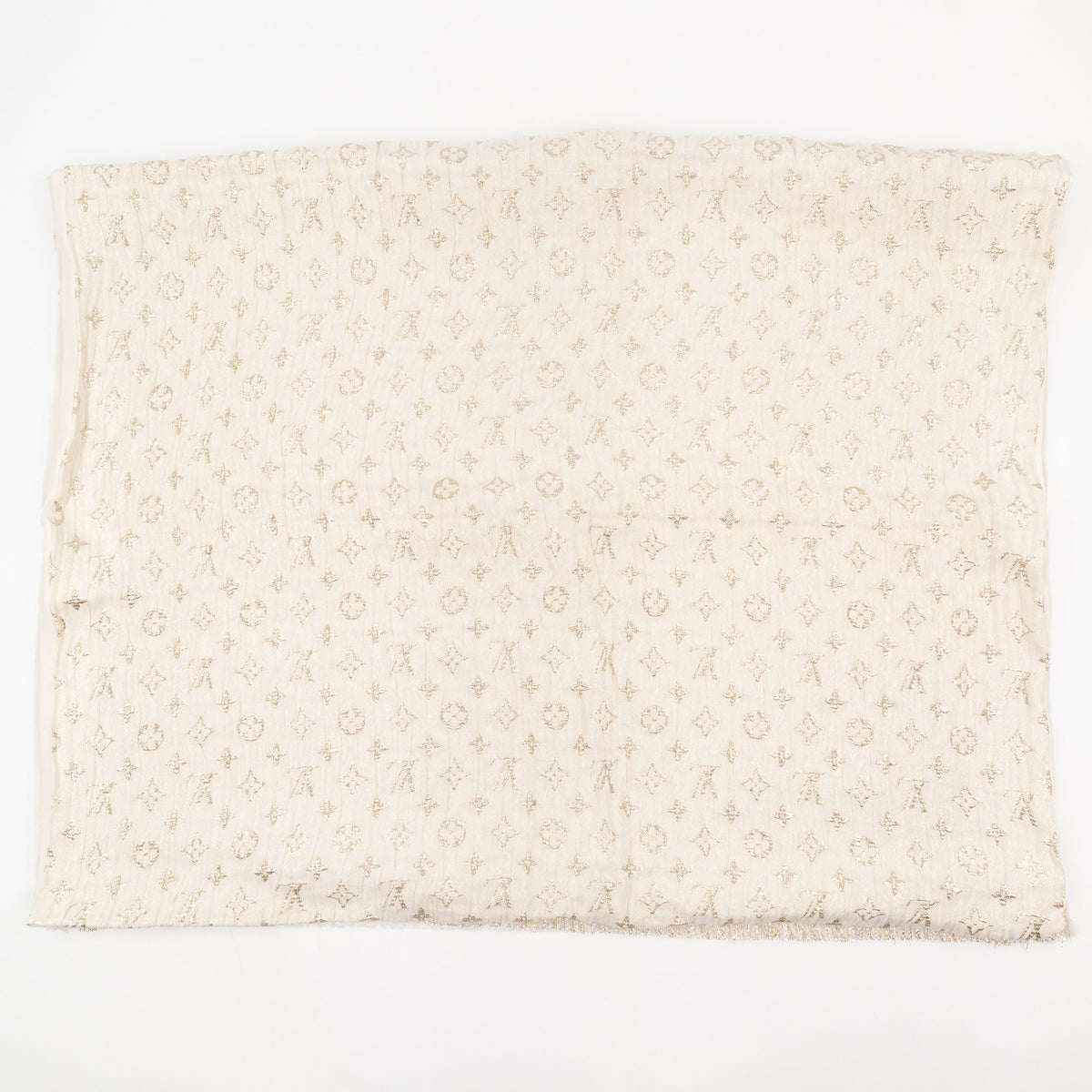 Monogram So Glitter Stole Scarf Ivory Gold