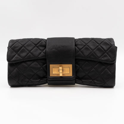 Mademoiselle Flap Clutch Black Leather