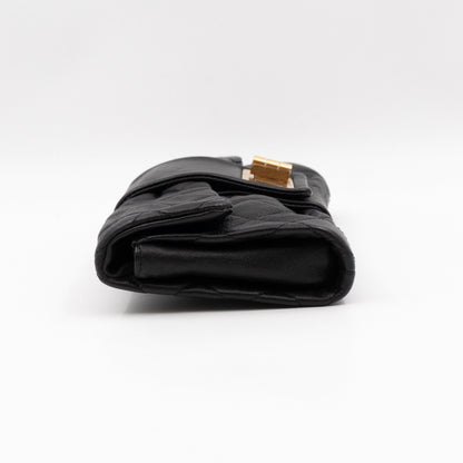 Mademoiselle Flap Clutch Black Leather