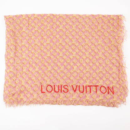Etol Monogram Ikat Pink & Yellow Cashmere Silk Scarf