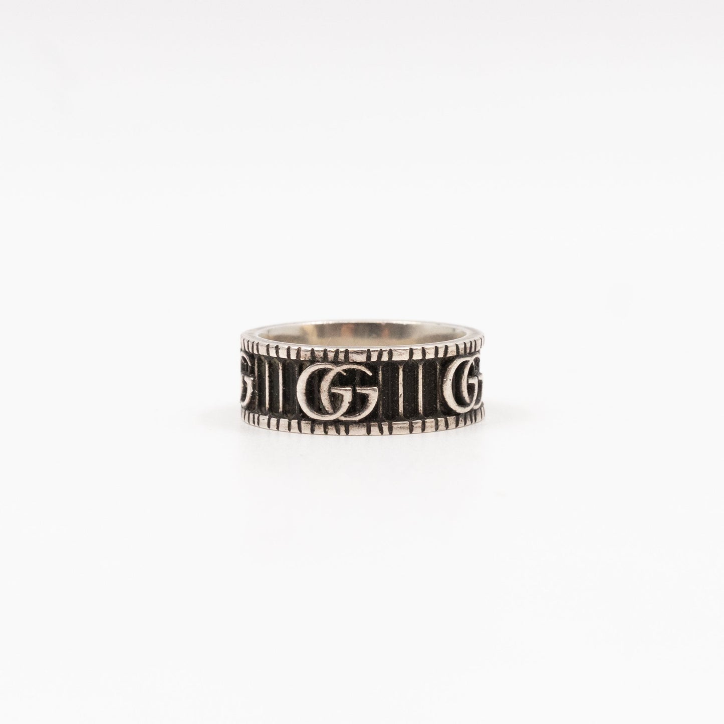 Double G Logo Ring Silver