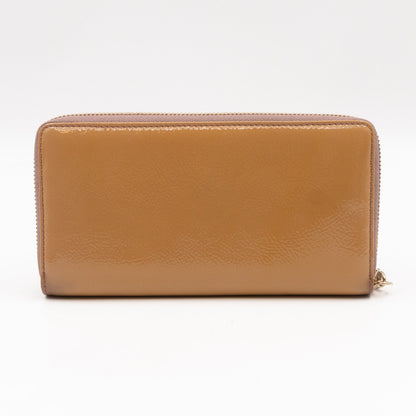 Soho Long Zip Around Wallet Beige Patent Leather
