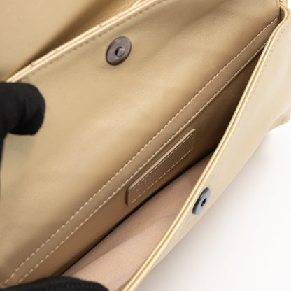 Coco Thin Wallet On Chain Gold Metallic Leather Ruthenium