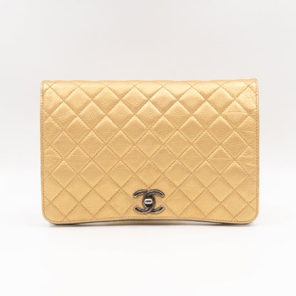 Coco Thin Wallet On Chain Gold Metallic Leather Ruthenium