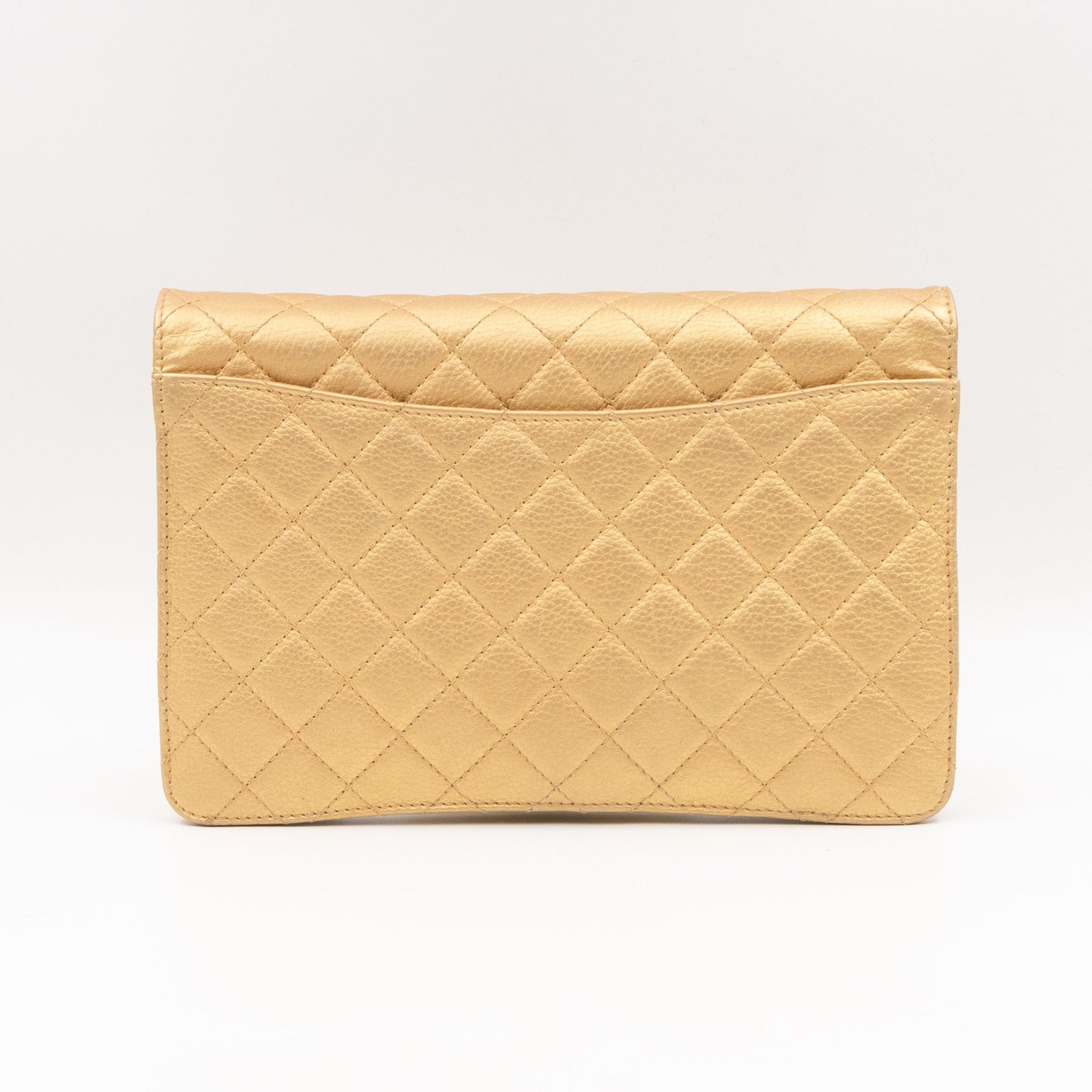 Coco Thin Wallet On Chain Gold Metallic Leather Ruthenium