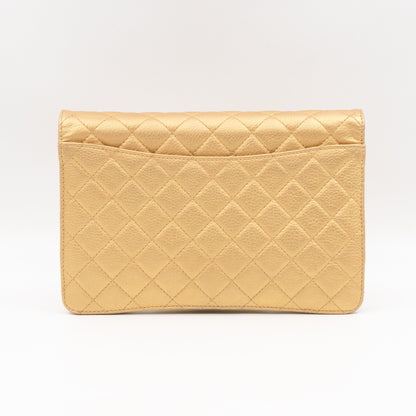 Coco Thin Wallet On Chain Gold Metallic Leather Ruthenium