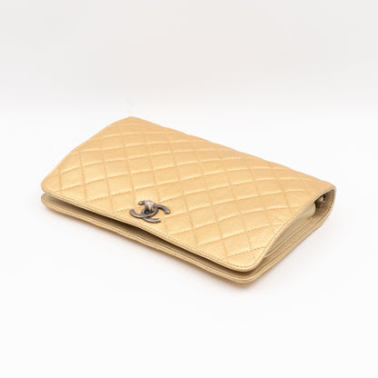 Coco Thin Wallet On Chain Gold Metallic Leather Ruthenium