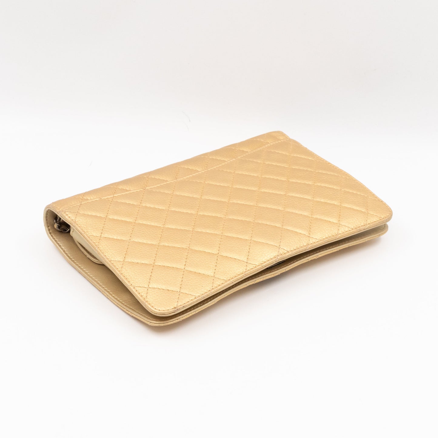 Coco Thin Wallet On Chain Gold Metallic Leather Ruthenium