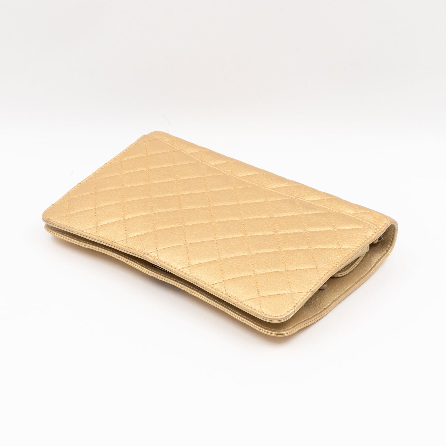 Coco Thin Wallet On Chain Gold Metallic Leather Ruthenium