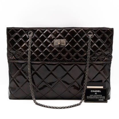 Chanel Reissue East West Tote Quilted Burgundy Patent Leather