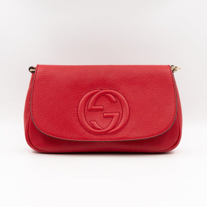 Soho Flap Chain Bag Red Leather
