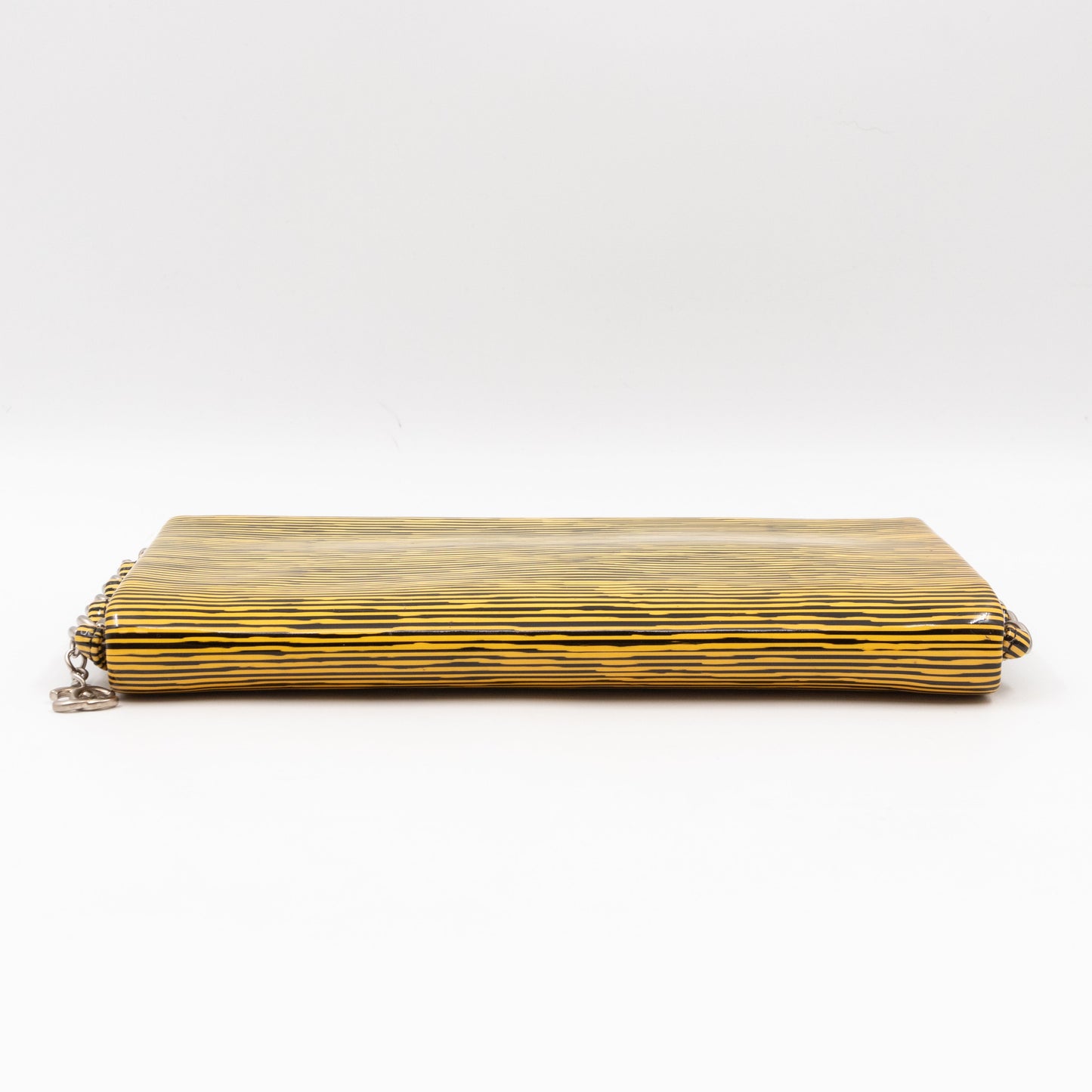 Long Frame Clutch Yellow Striped Patent Leather