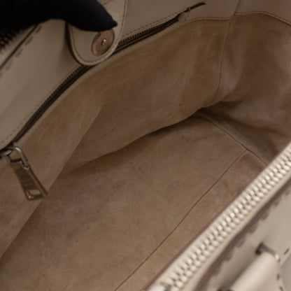Galleria Hand Stitch Double Zip White Leather