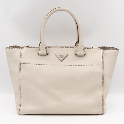 Galleria Hand Stitch Double Zip White Leather