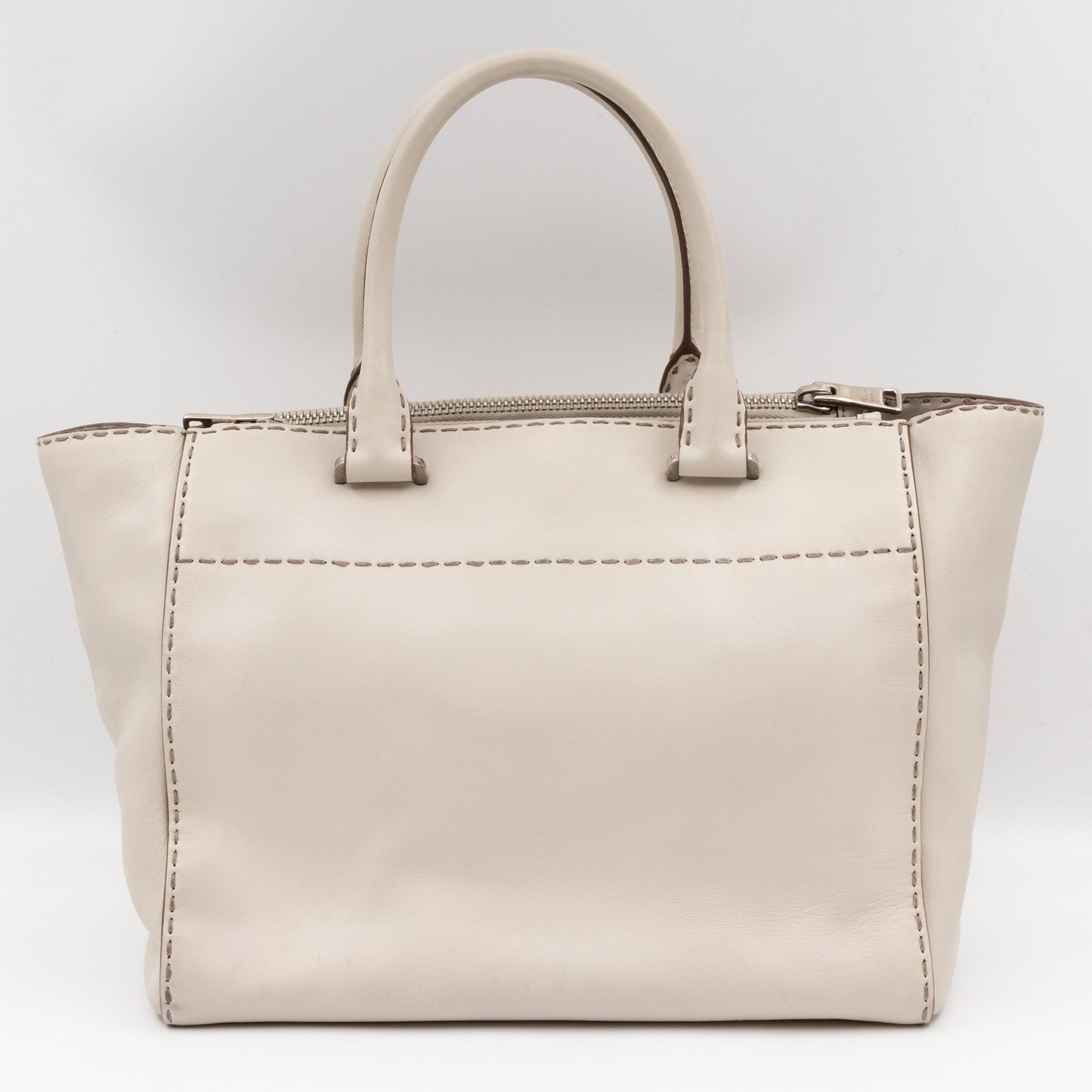Galleria Hand Stitch Double Zip White Leather