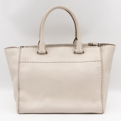 Galleria Hand Stitch Double Zip White Leather