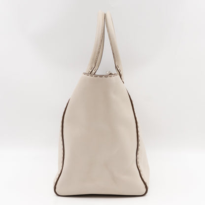 Galleria Hand Stitch Double Zip White Leather