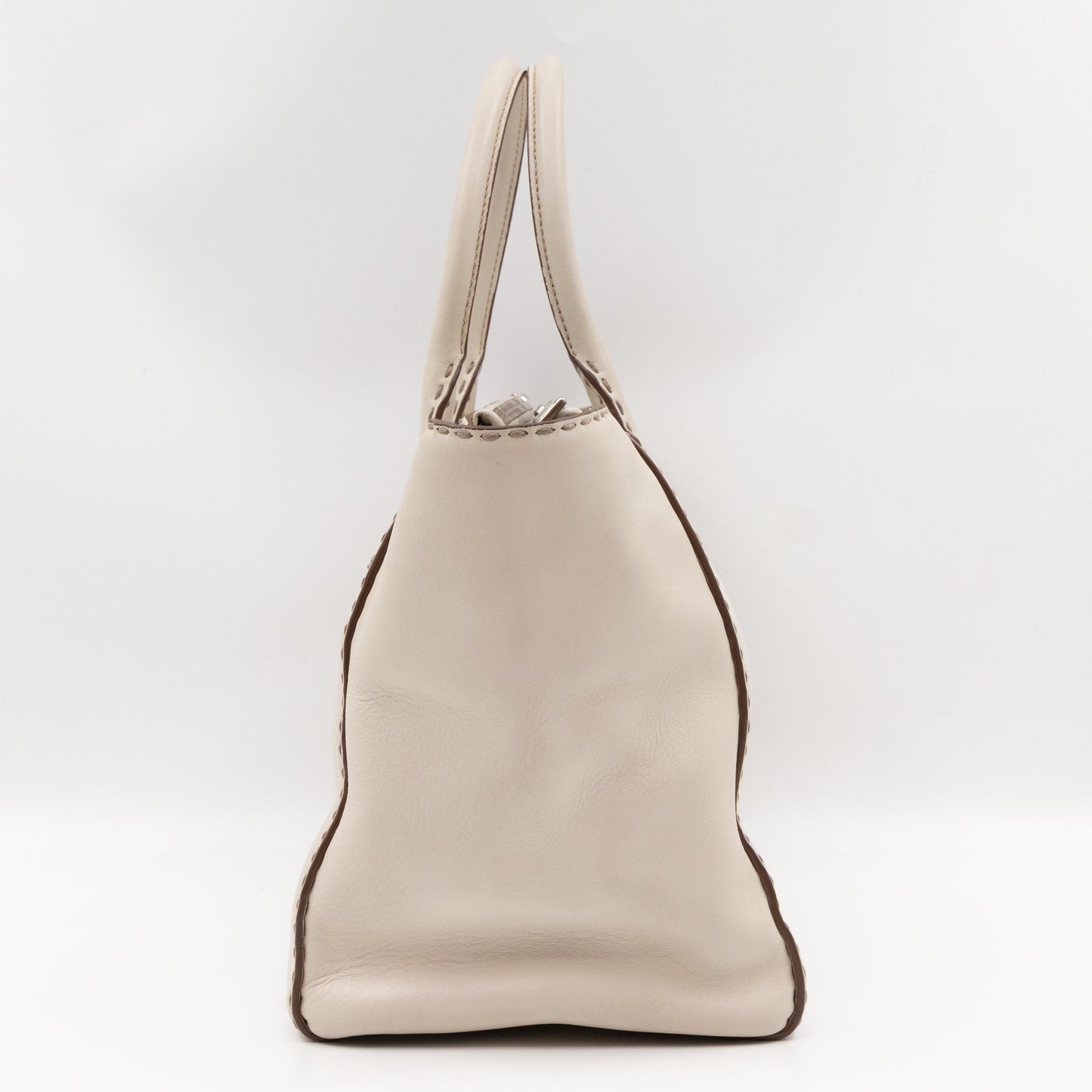 Galleria Hand Stitch Double Zip White Leather