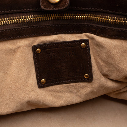 Bowling Bag Brown Suede Leather