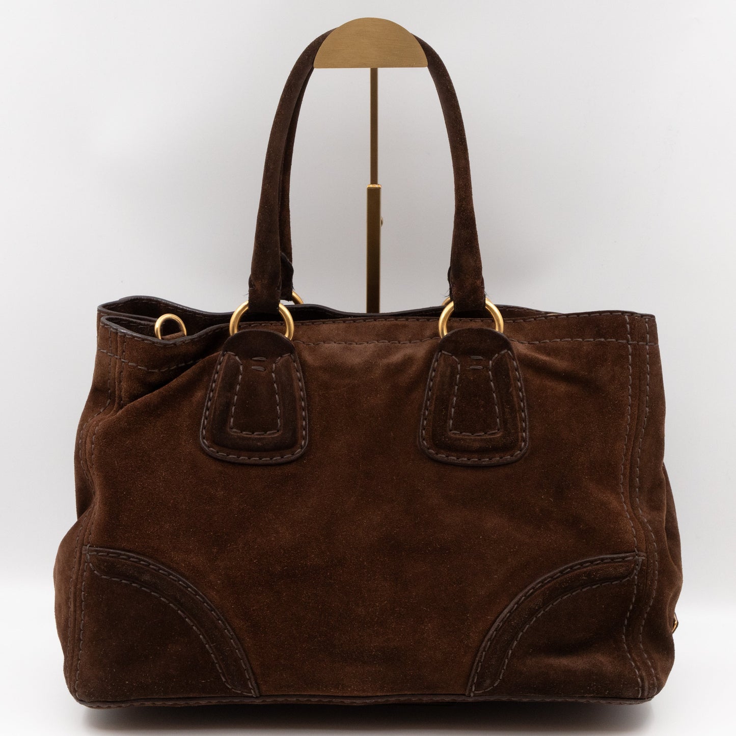 Bowling Bag Brown Suede Leather