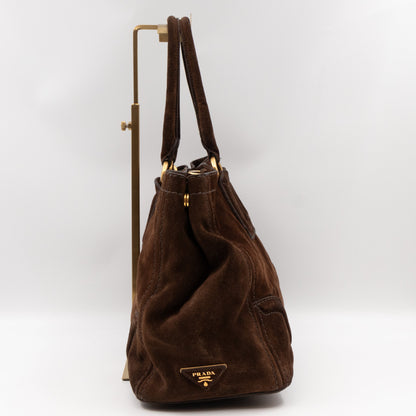 Bowling Bag Brown Suede Leather