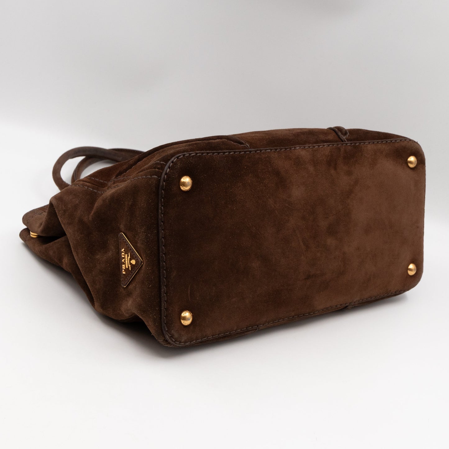 Bowling Bag Brown Suede Leather