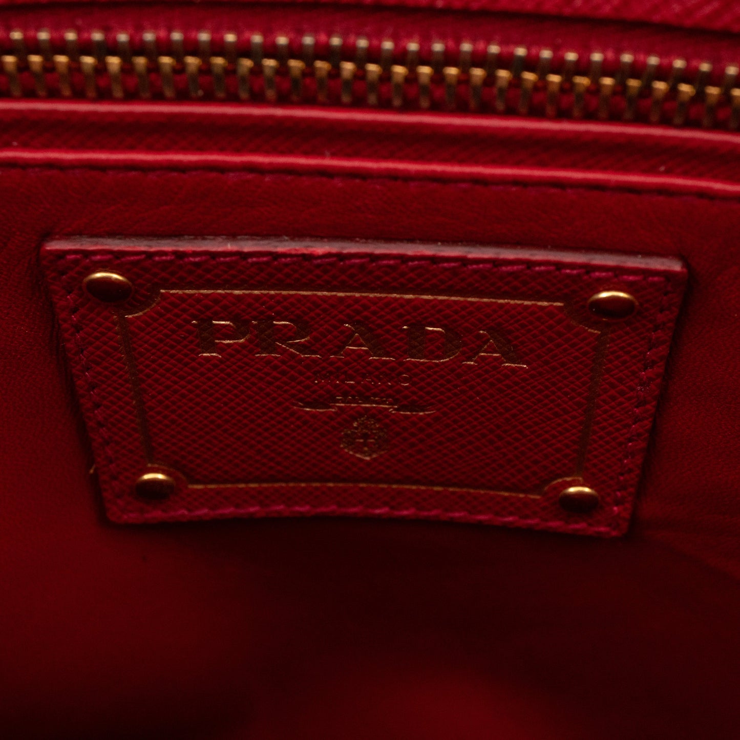 Double Handle Tote Bag Fuoco Red Saffiano Lux