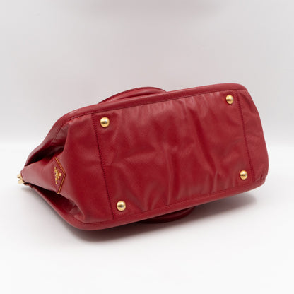 Double Handle Tote Bag Fuoco Red Saffiano Lux