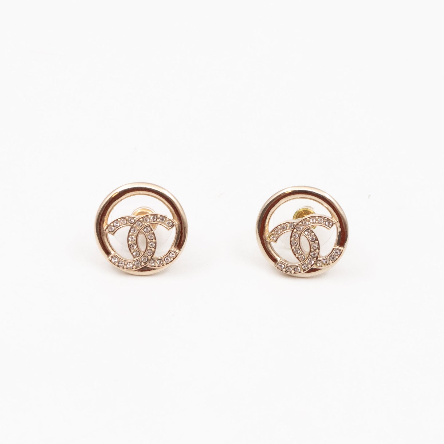Light Gold Circle CC with Crystals Earrings