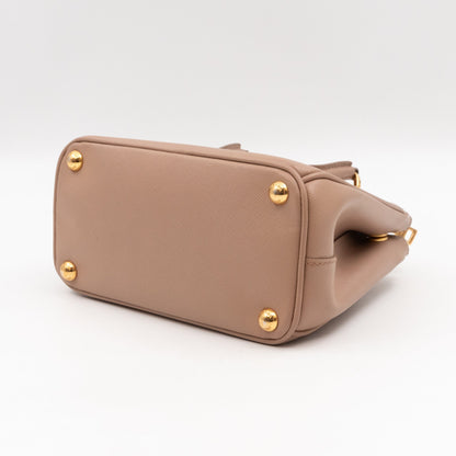 Galleria Micro Double Zip Nude Saffiano