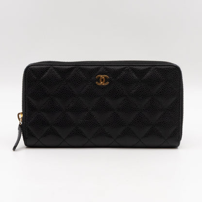 Zip Around Wallet Black Caviar Leather