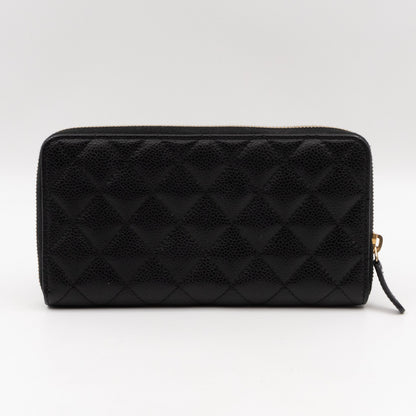 Zip Around Wallet Black Caviar Leather