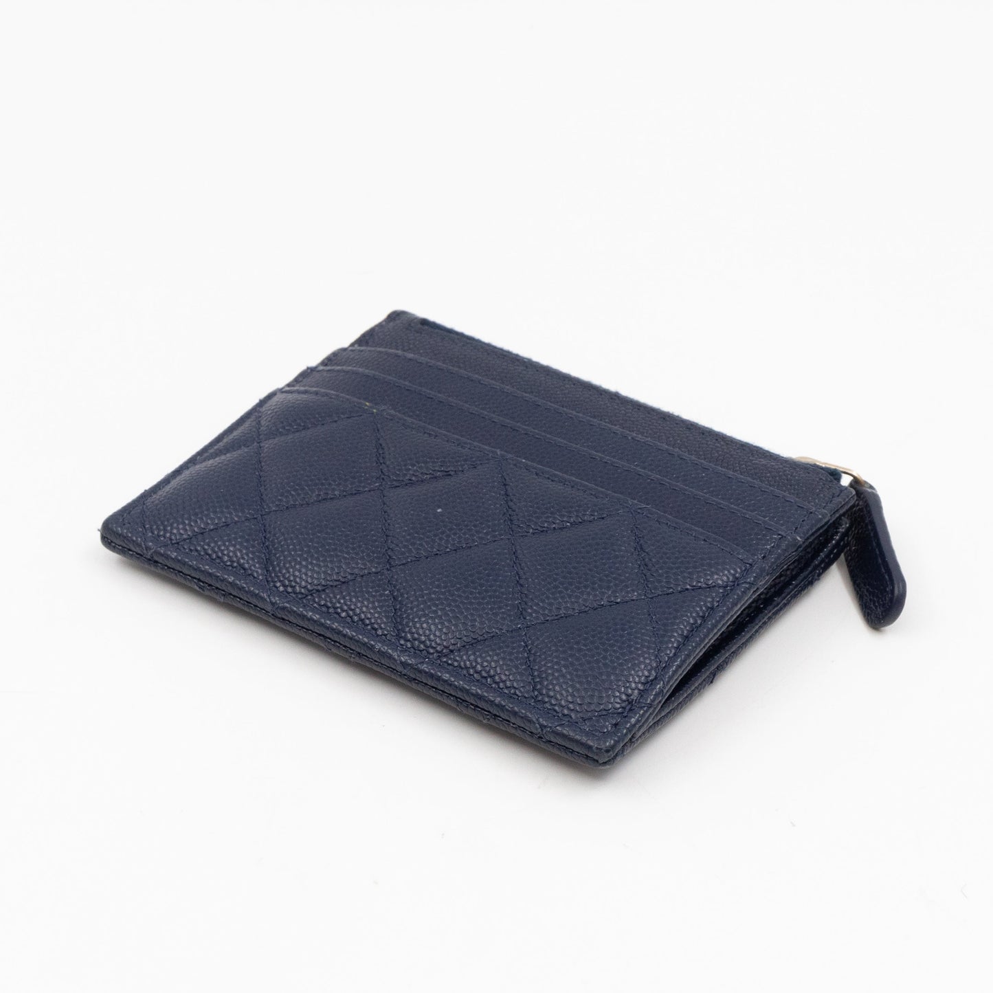 Zipped  Holder Navy Blue Caviar Leather