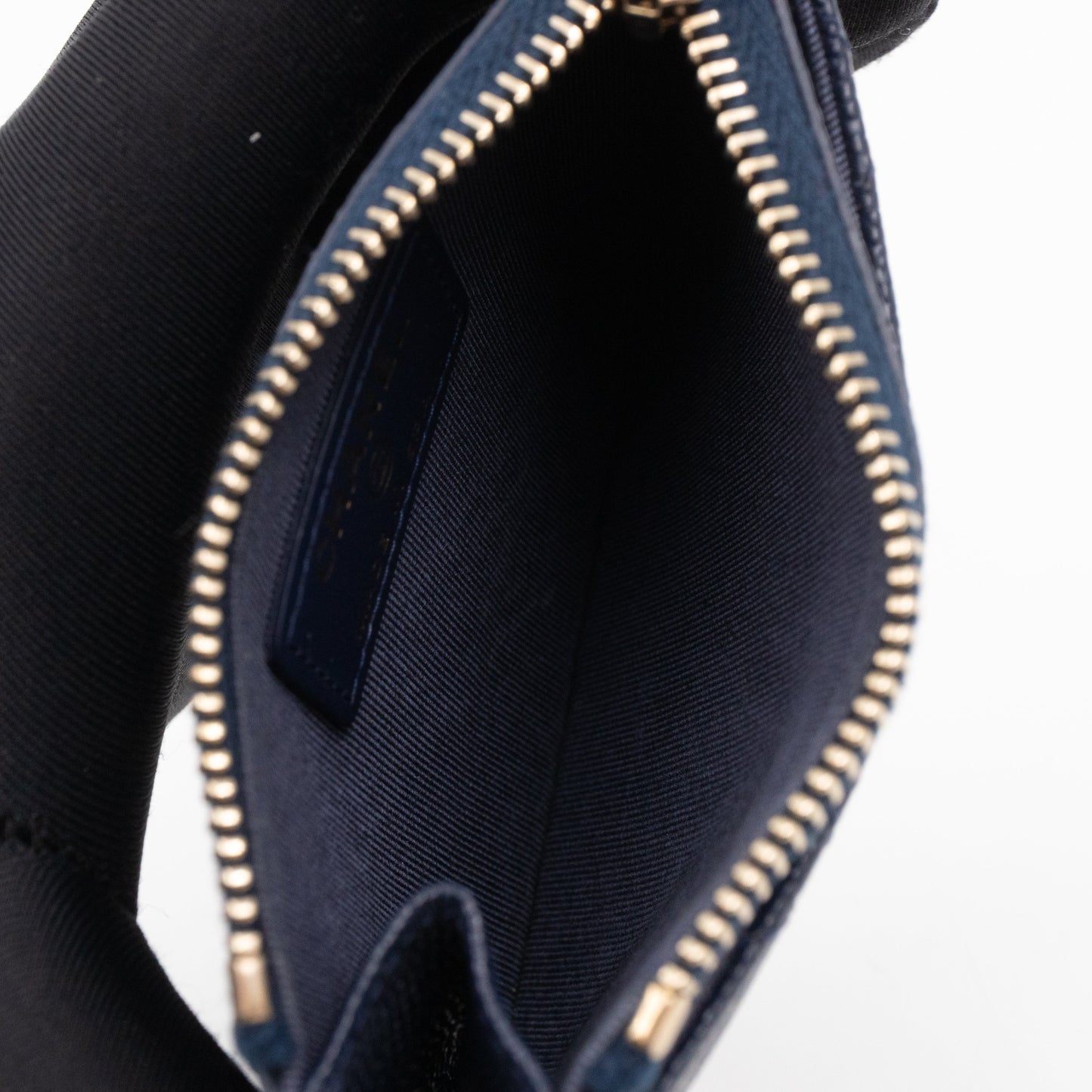 Zipped  Holder Navy Blue Caviar Leather