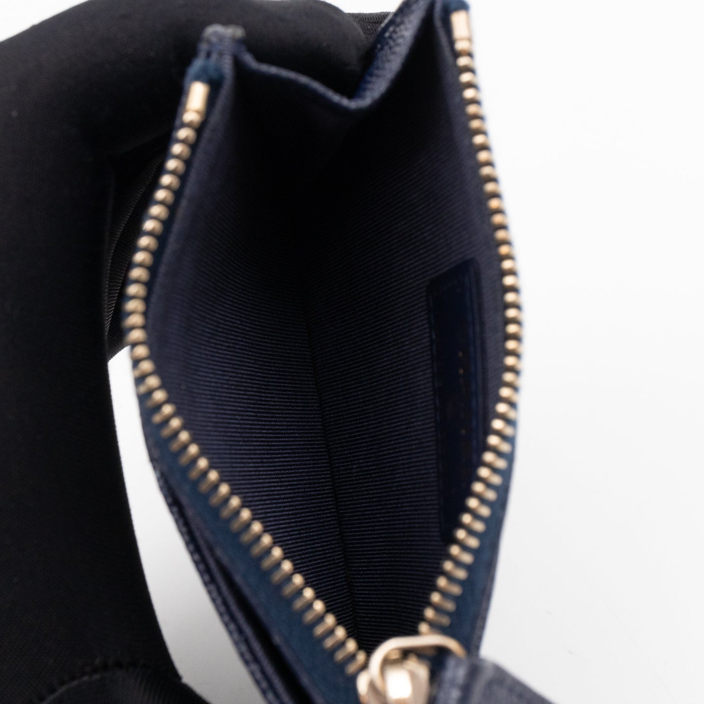 Zipped  Holder Navy Blue Caviar Leather