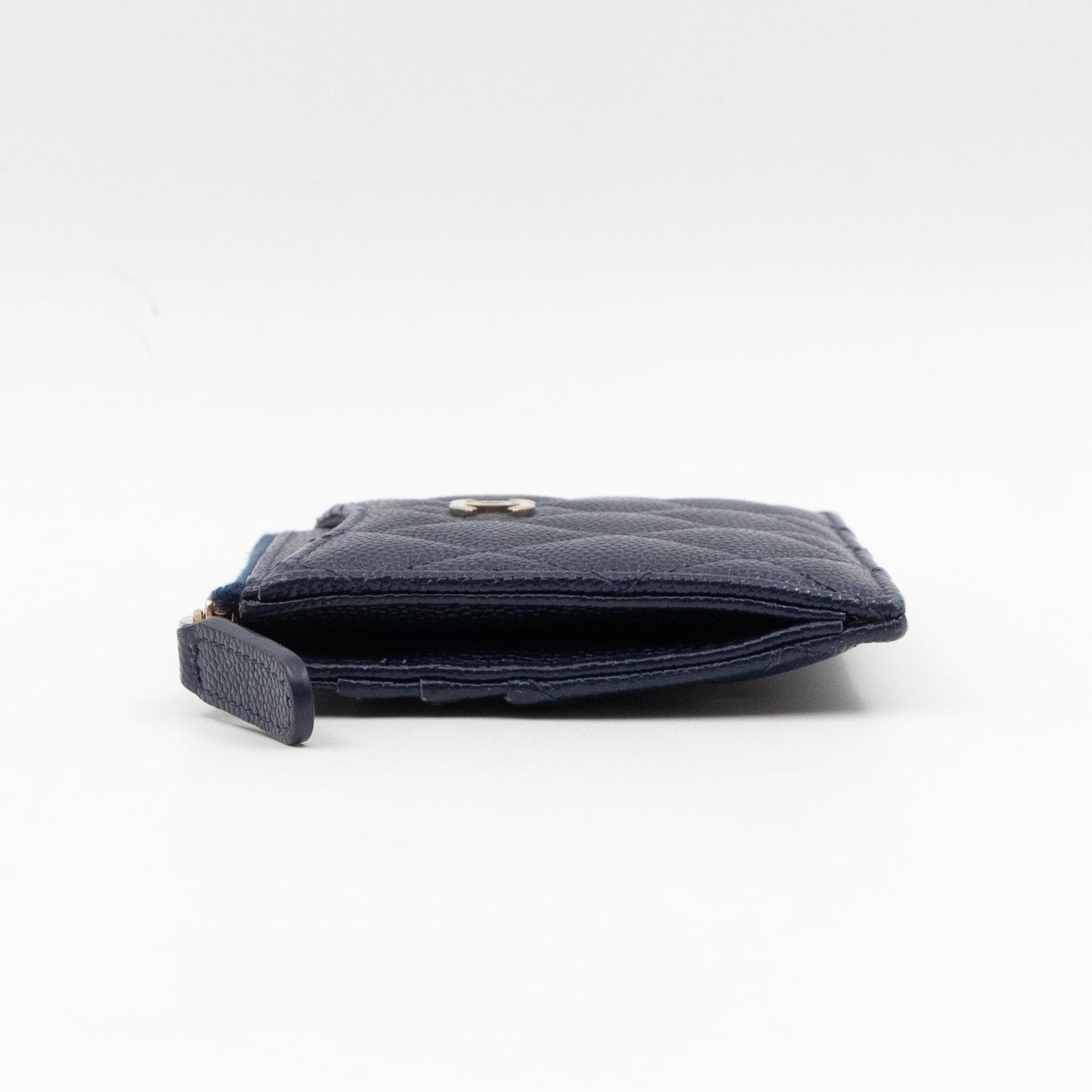 Zipped  Holder Navy Blue Caviar Leather