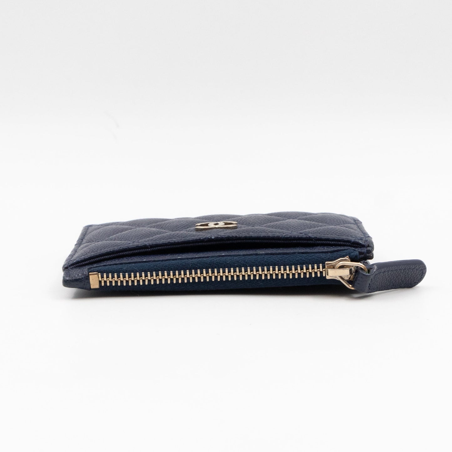 Zipped  Holder Navy Blue Caviar Leather