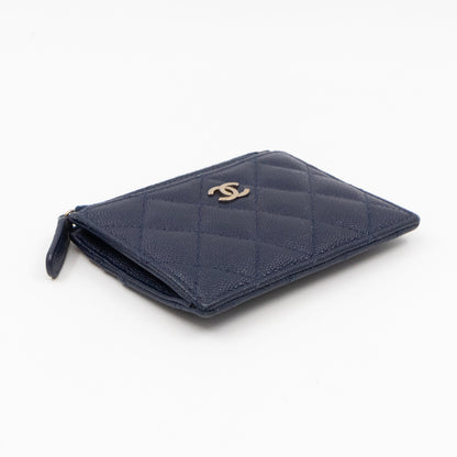 Zipped  Holder Navy Blue Caviar Leather