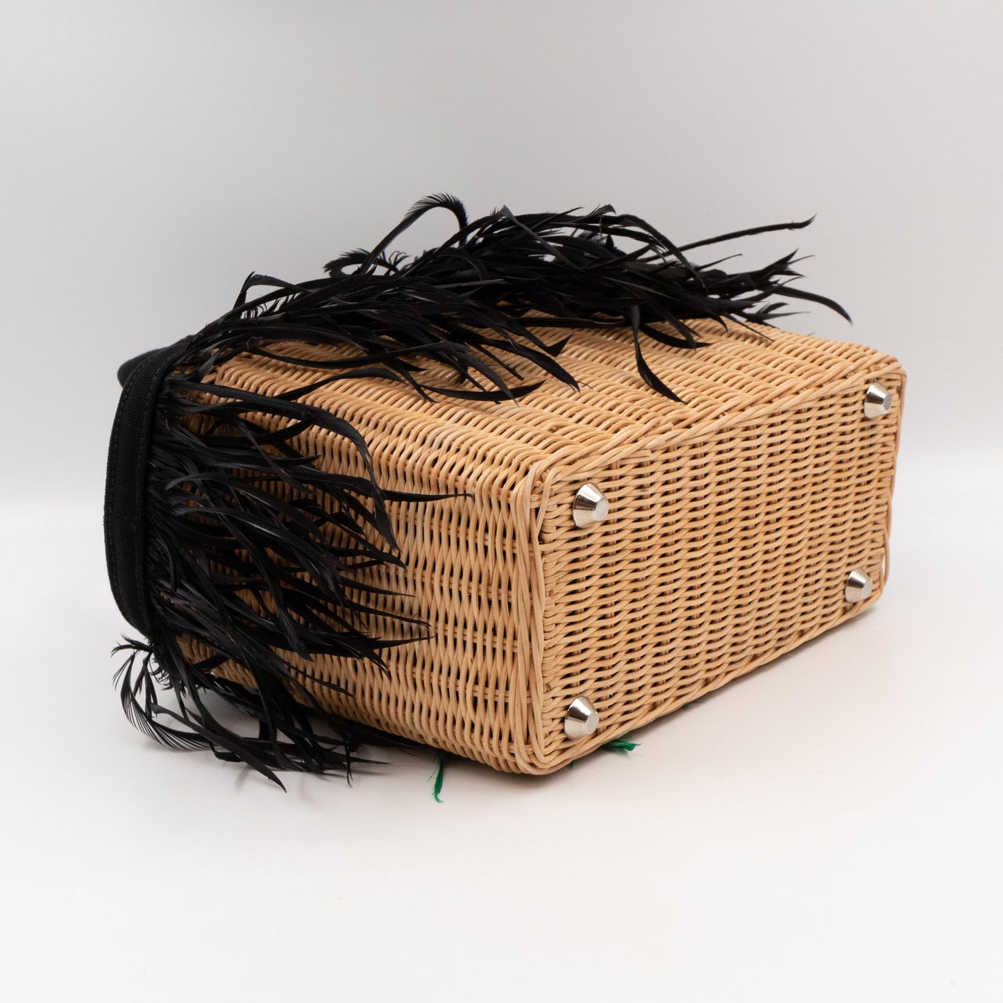 Convertible Fringe Basket Bag Small Natural Wicker Woven Straw