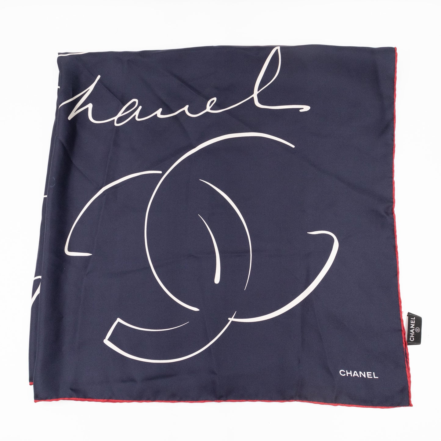 Silk Scarf 90 CC Gabrielle Chanel Navy Blue