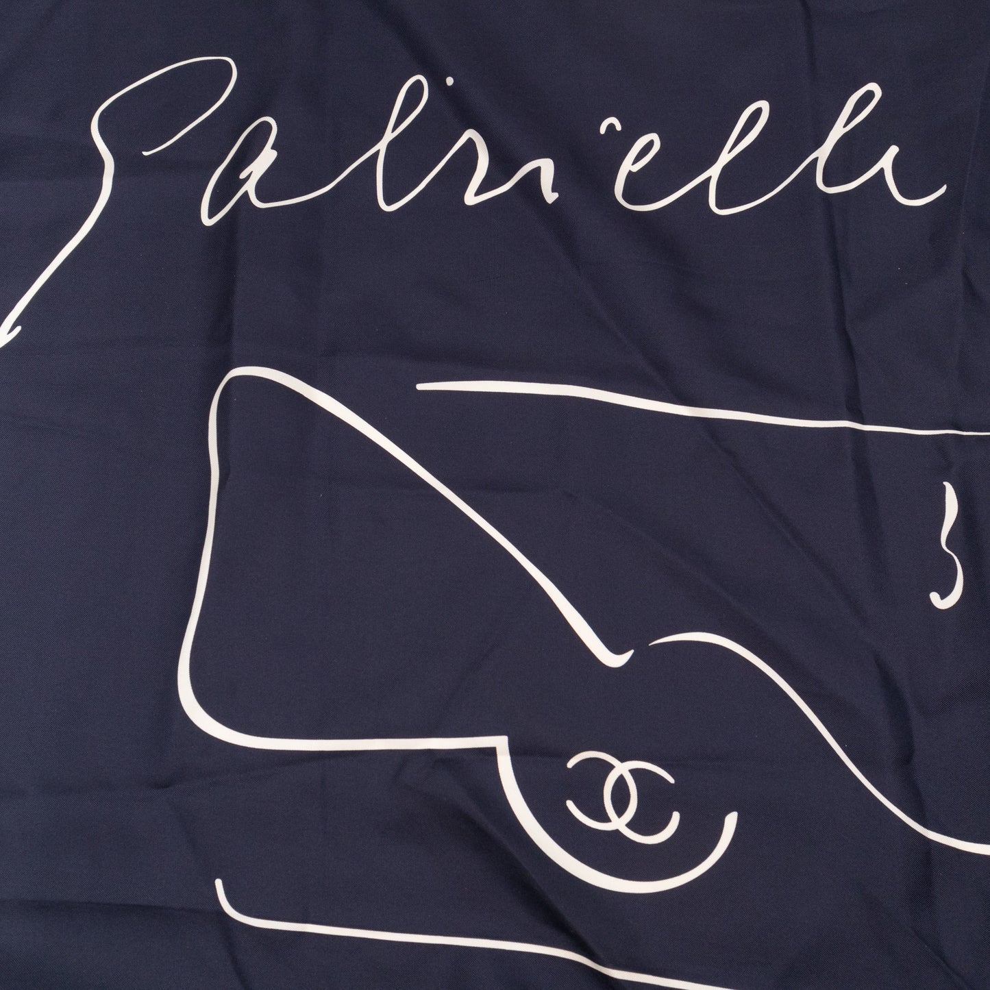 Silk Scarf 90 CC Gabrielle Chanel Navy Blue