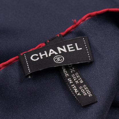 Silk Scarf 90 CC Gabrielle Chanel Navy Blue