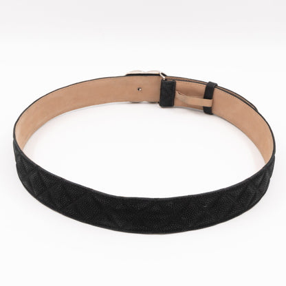 CC Buckle Belt Black Matte Caviar Leather 85/34