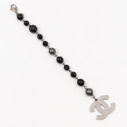 CC Coco Mark Black Bead Charm Bracelet