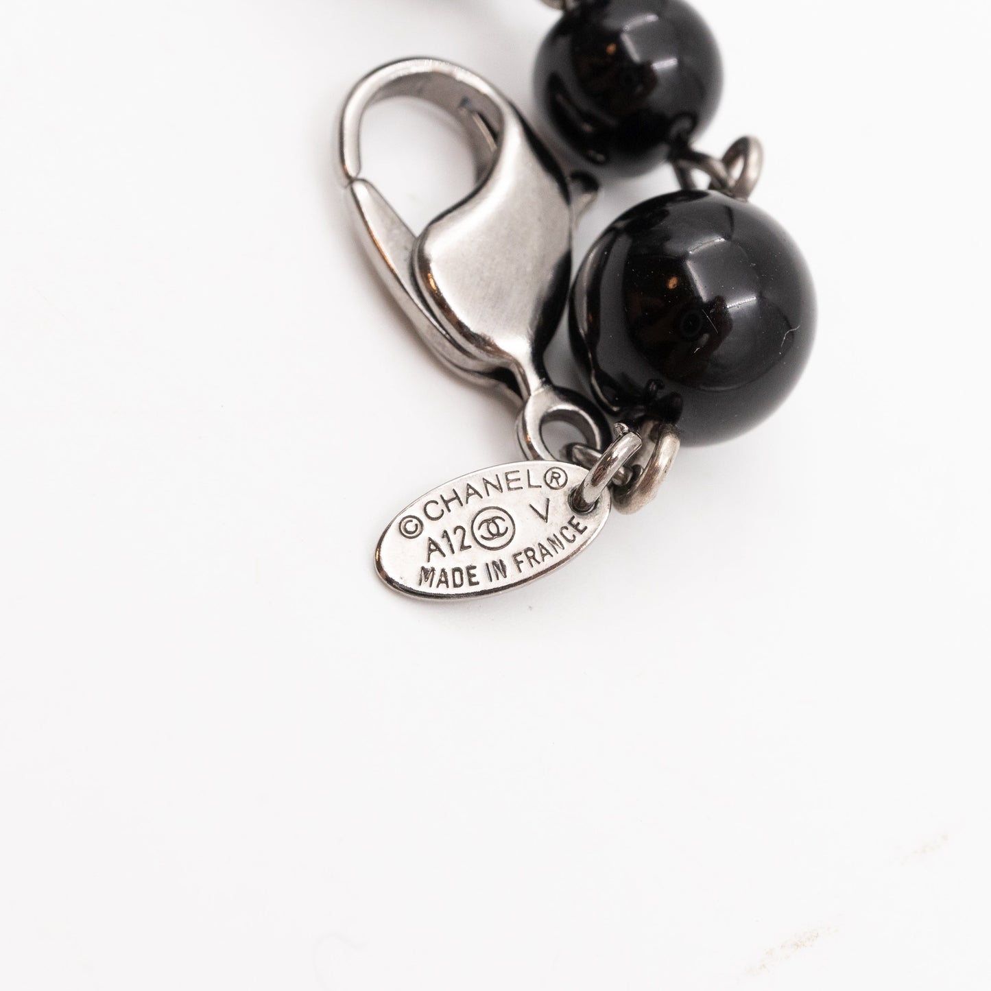 CC Coco Mark Black Bead Charm Bracelet