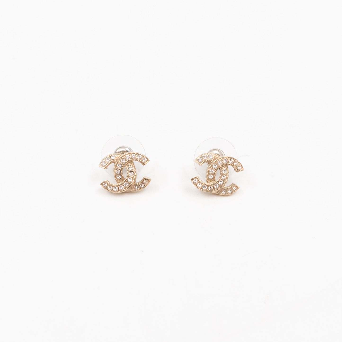 Mini CC Crystal Earrings Light Gold