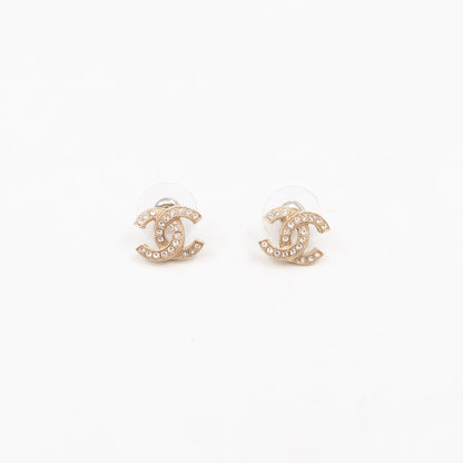 Mini CC Crystal Earrings Light Gold