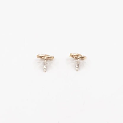 Mini CC Crystal Earrings Light Gold