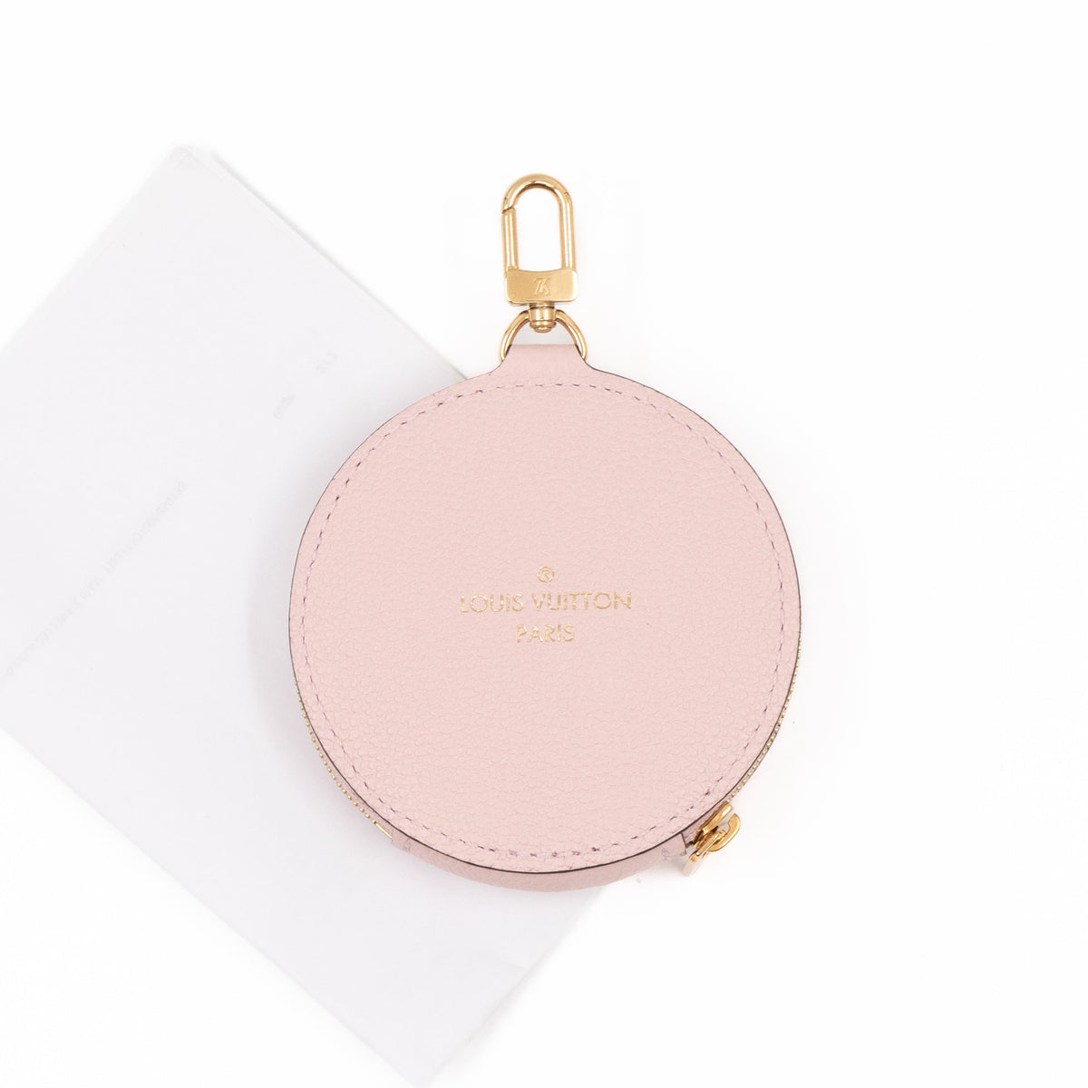 Round Coin Purse Light Pink Leather