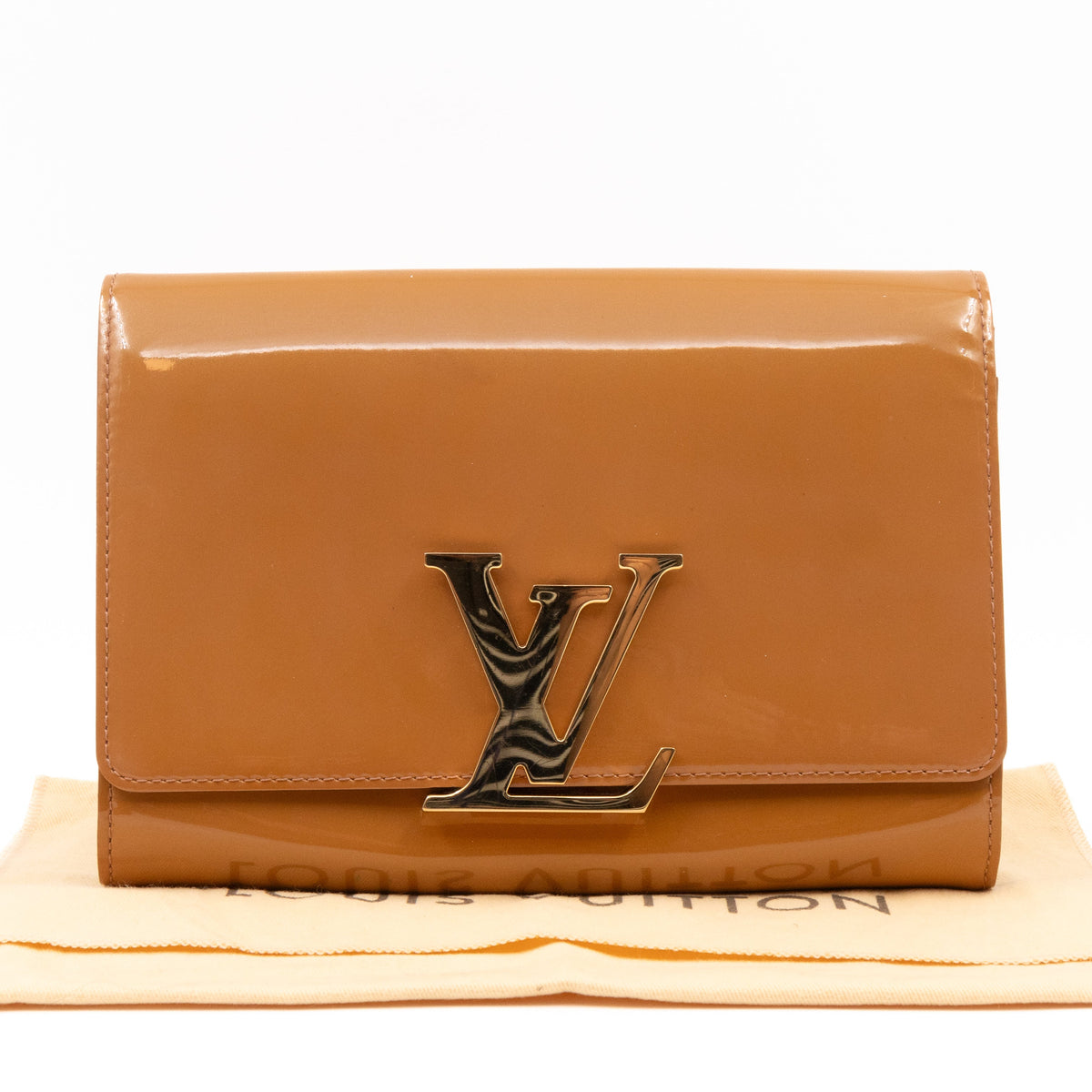 Louis-vuitton Louise Clutch Beige Vernis Gold